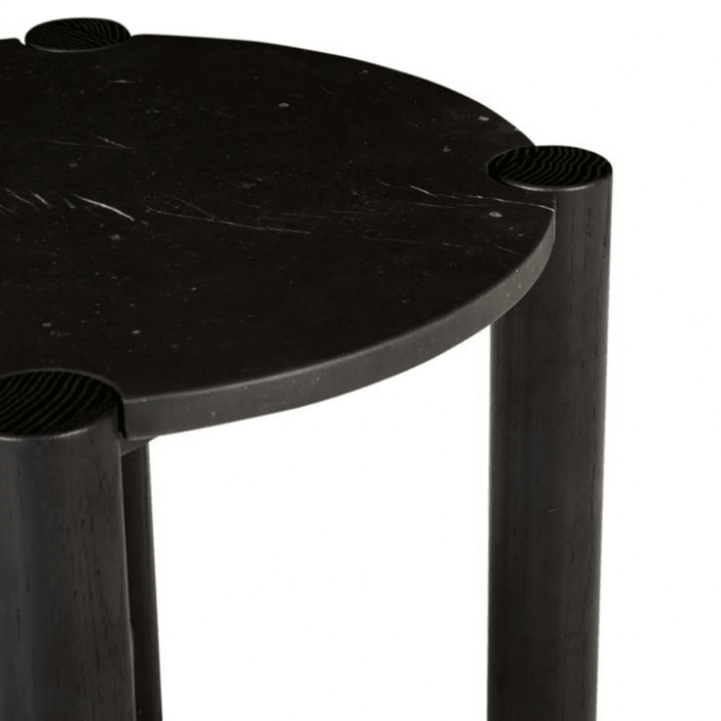 Globe West  Artie Round Side Table | Mt BLK/Matt Blk Oak available at Rose St Trading Co