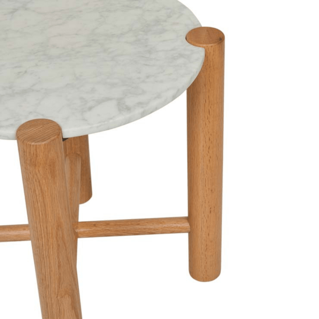 Globe West  Artie Round Side Table | Mt White/Nat Ash available at Rose St Trading Co