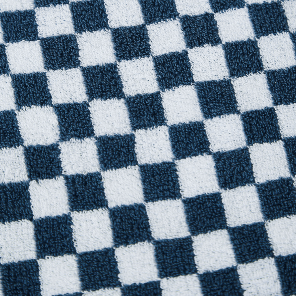 House of Nunu  Bath Towel | Navy Check available at Rose St Trading Co