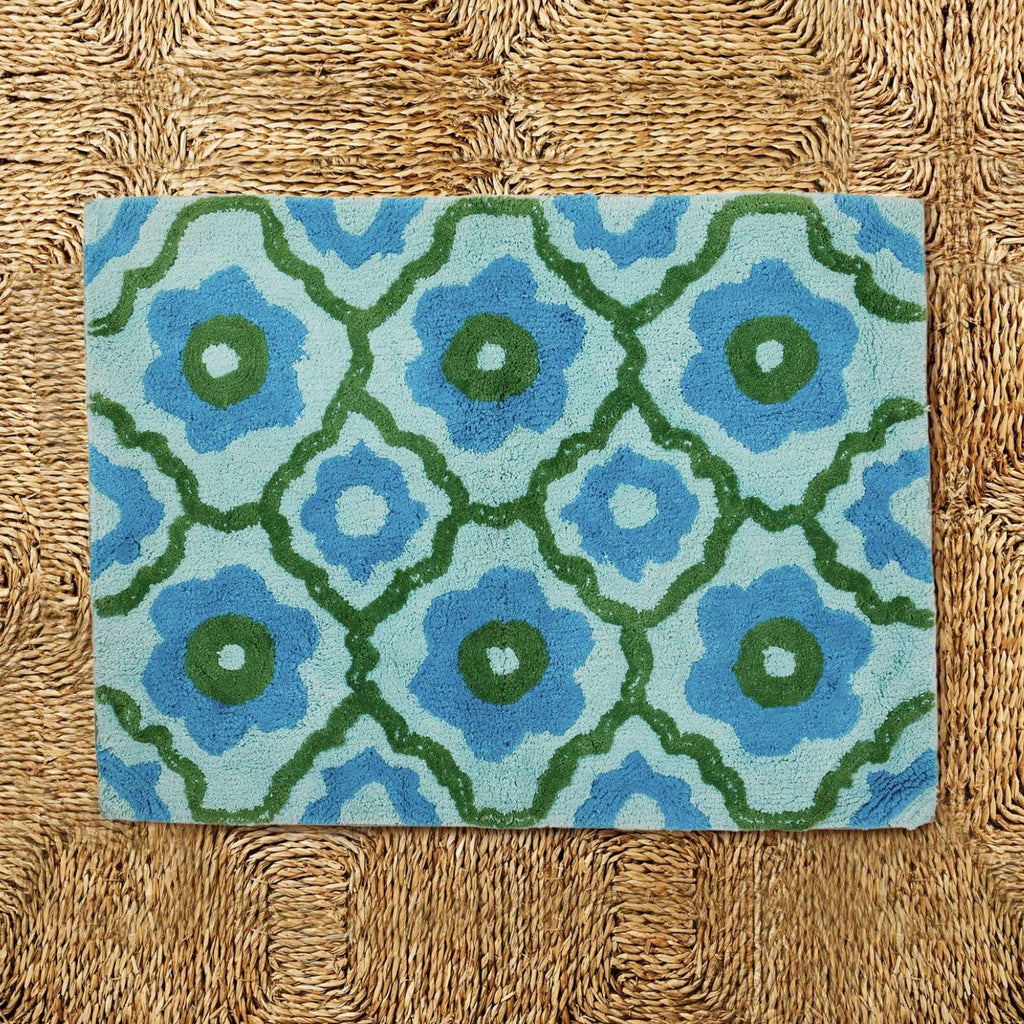 Bonnie and Neil  Bathmat | Marguerite Blue Green available at Rose St Trading Co