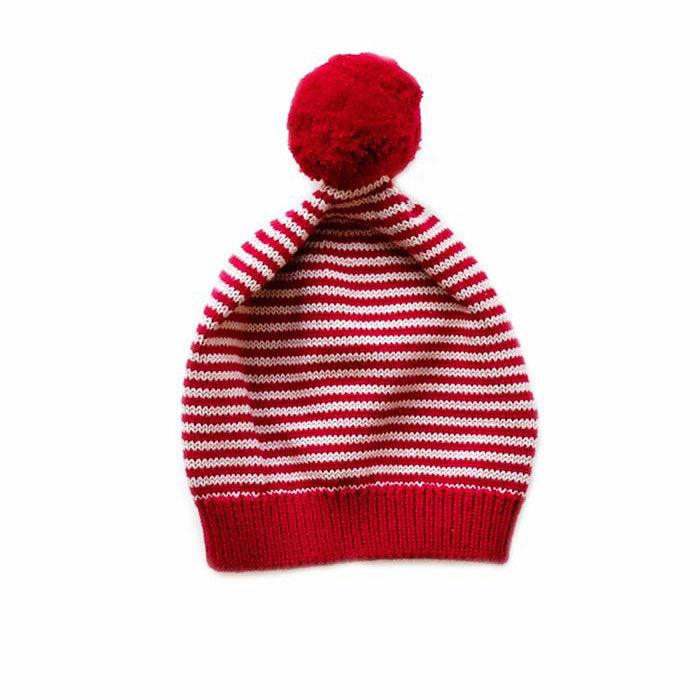 Indus  Big Pom Stripe Baby Hat | Poppy available at Rose St Trading Co