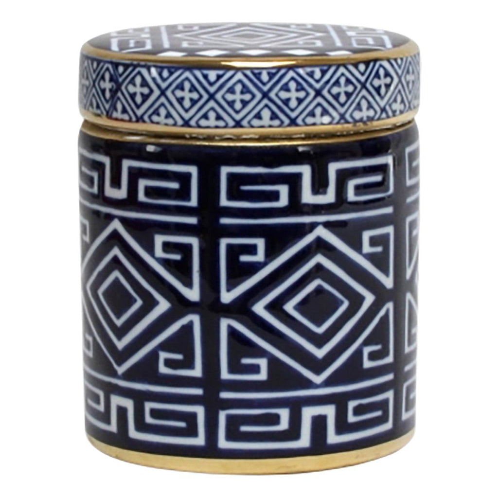 Jonglea  Blue and White Aztec Jar available at Rose St Trading Co