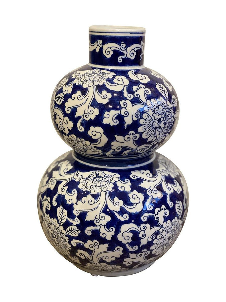 Jonglea  Blue and White Double Gourd Vase - Botanic available at Rose St Trading Co