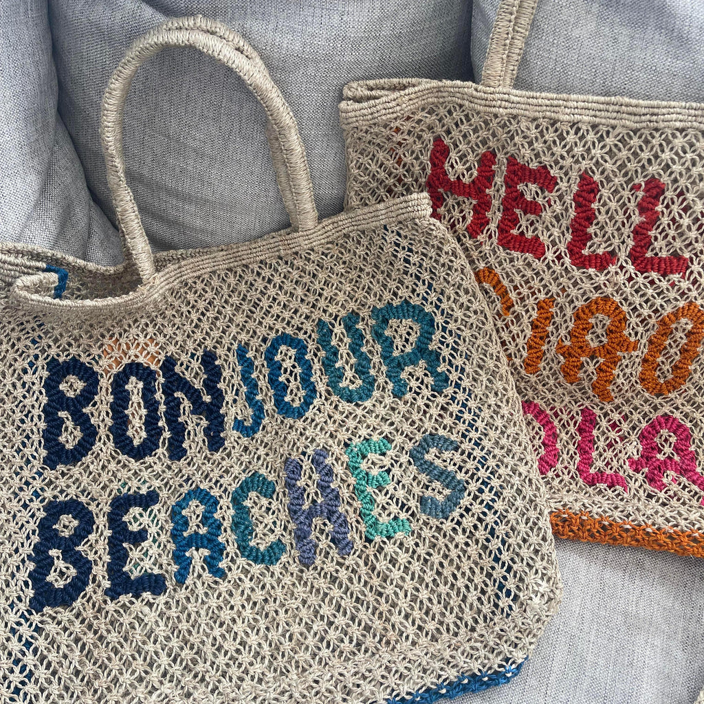 Bonjour Beaches Jute Bag | Multi Blues - Rose St Trading Co