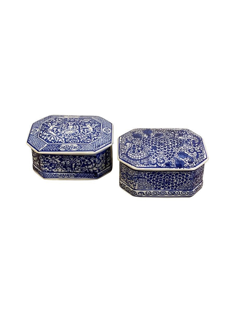 Jonglea  Box | Blue & White Octagonal available at Rose St Trading Co