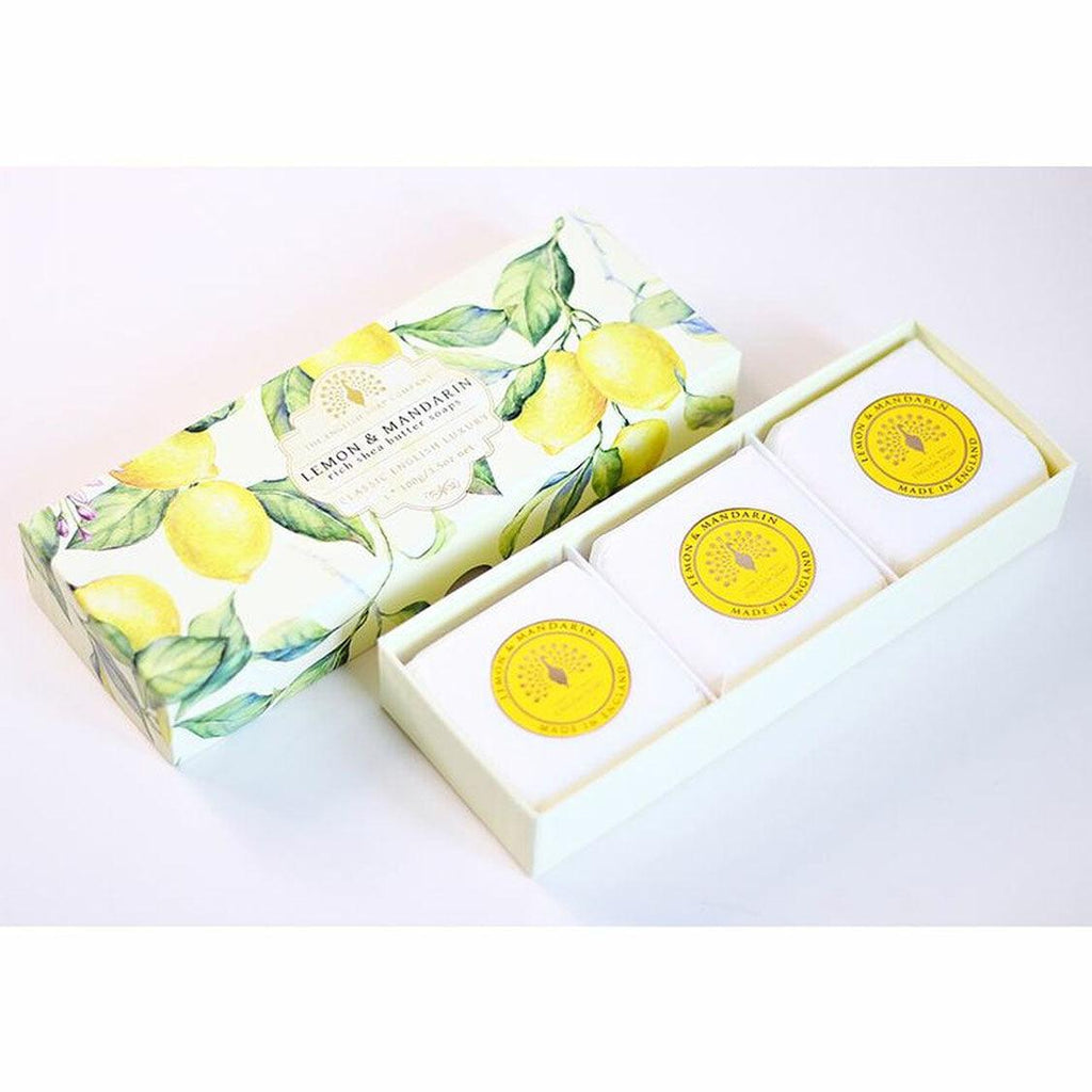 Kew Gardens  Boxed Set of 3 Lemon & Mandarin Soap available at Rose St Trading Co