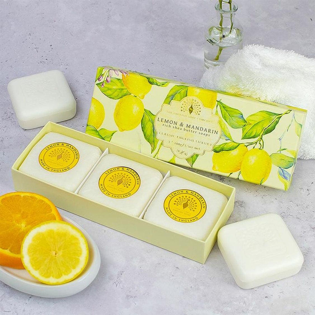 Kew Gardens  Boxed Set of 3 Lemon & Mandarin Soap available at Rose St Trading Co