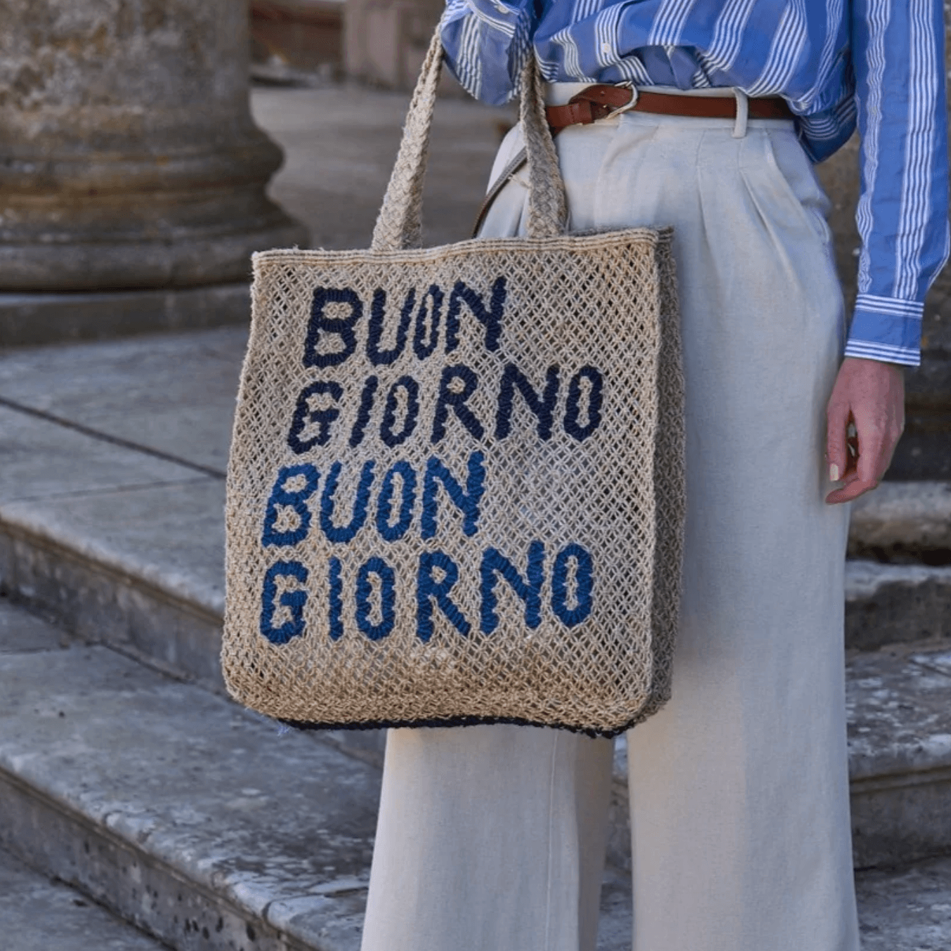 Buon Giorno Bag in Natural, Indigo and Cobalt, from The Jacksons