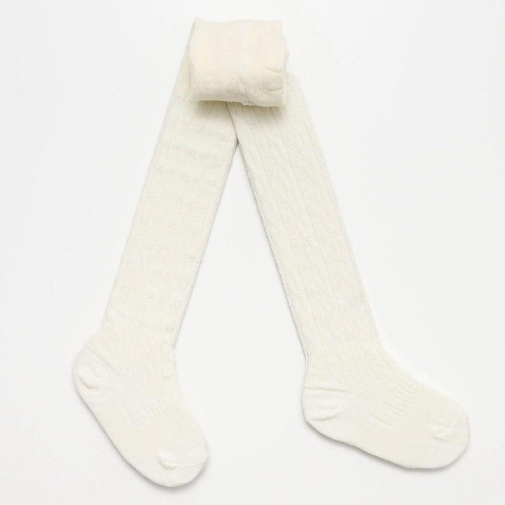 Lamington Socks  Cable Baby Tights | Natural 0-6mths available at Rose St Trading Co