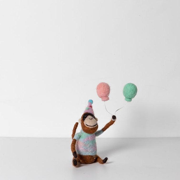 Papaya  Carousel Hanging Circus Monkey with Balloons available at Rose St Trading Co