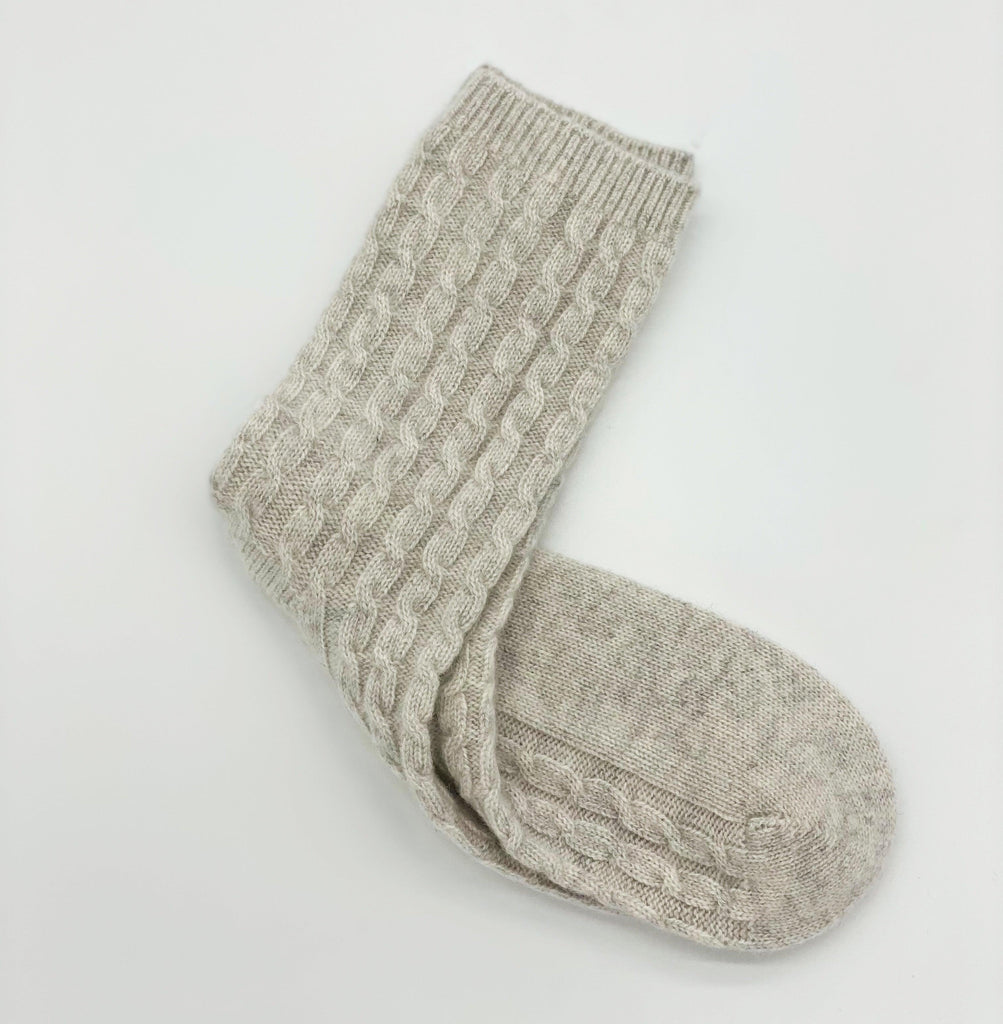 RSTC  Cashmere Cable Knit Socks | Grey available at Rose St Trading Co