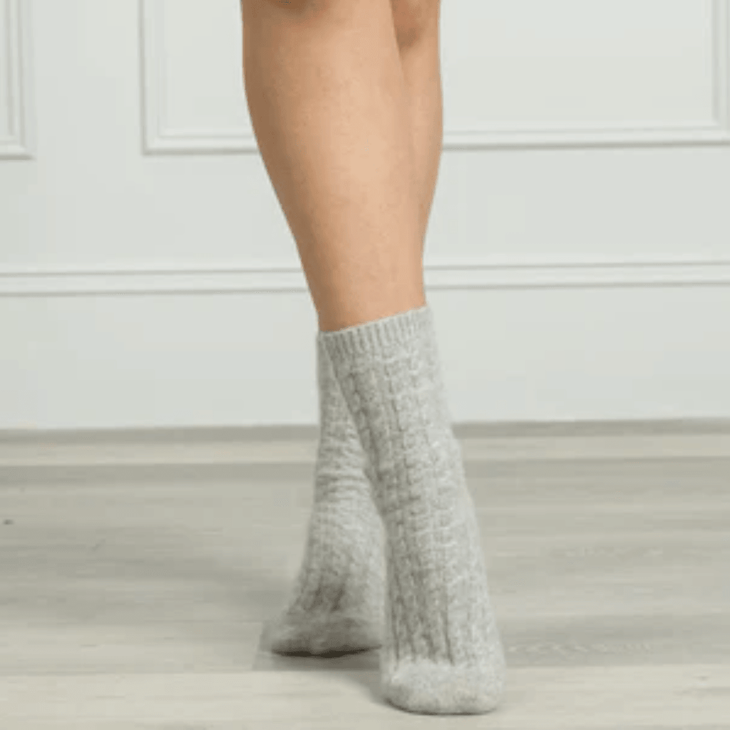 RSTC  Cashmere Cable Knit Socks | Grey available at Rose St Trading Co