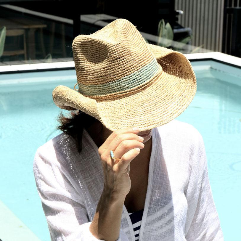 Sundaise  Celeste Cowboy Hat | Mint available at Rose St Trading Co