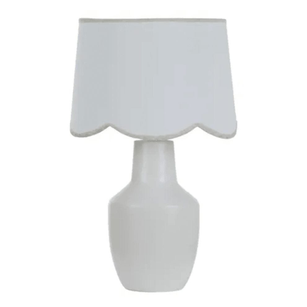 Ceramic Crenel Lamp | White/Nat - Rose St Trading Co