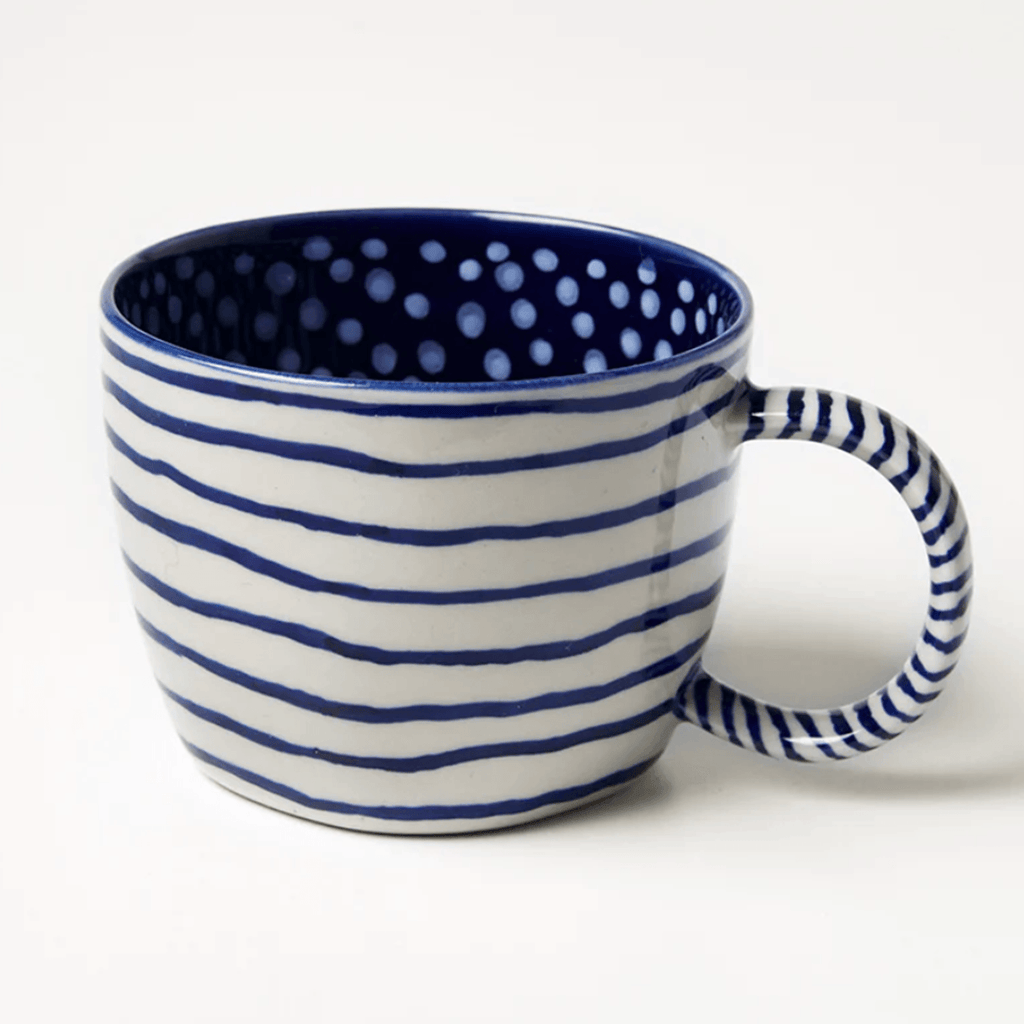 Jones & Co  Chino Mug | Navy Lines available at Rose St Trading Co