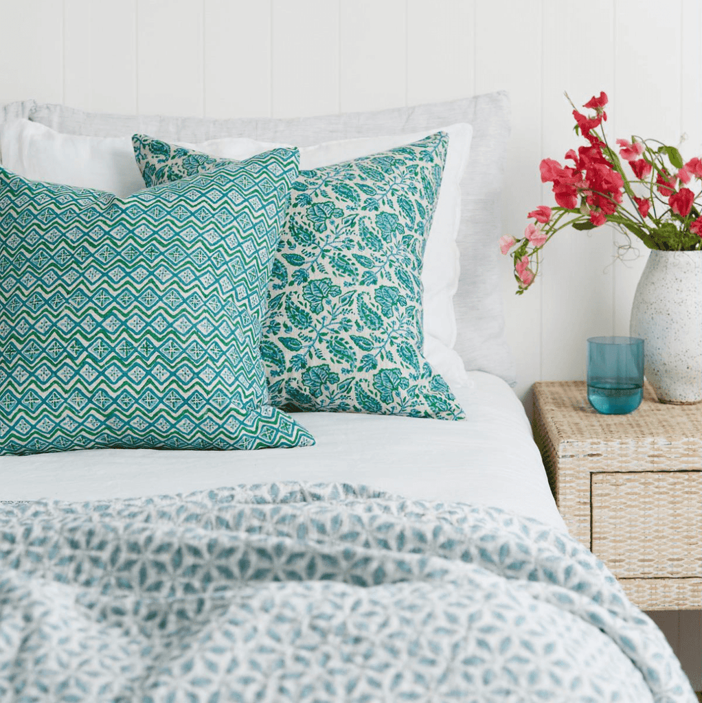 Walter G  Chintz Emerald Linen Cushion | 50x50cm available at Rose St Trading Co