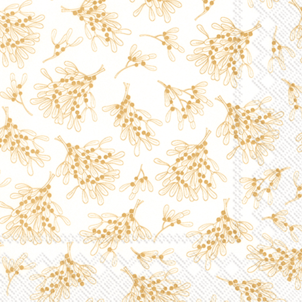 IHR  Christmas Lunch Napkin | Mistletoe Allover Gold available at Rose St Trading Co