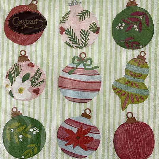 Caspari  Christmas Lunch Napkin | Painted Ornaments available at Rose St Trading Co