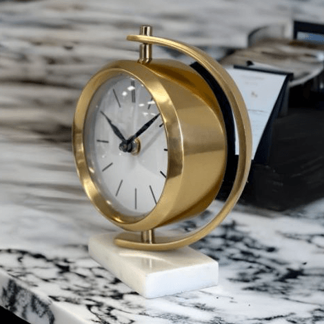 RSTC  Clock | Matt Antique Brass/Marble available at Rose St Trading Co