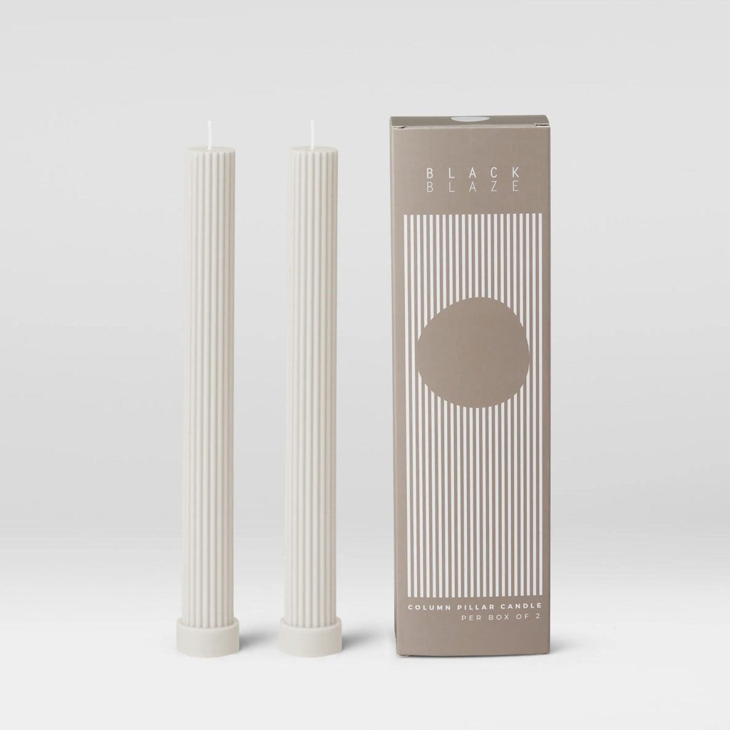 Black Blaze  Column Pillar Candle Duo | Cream White available at Rose St Trading Co