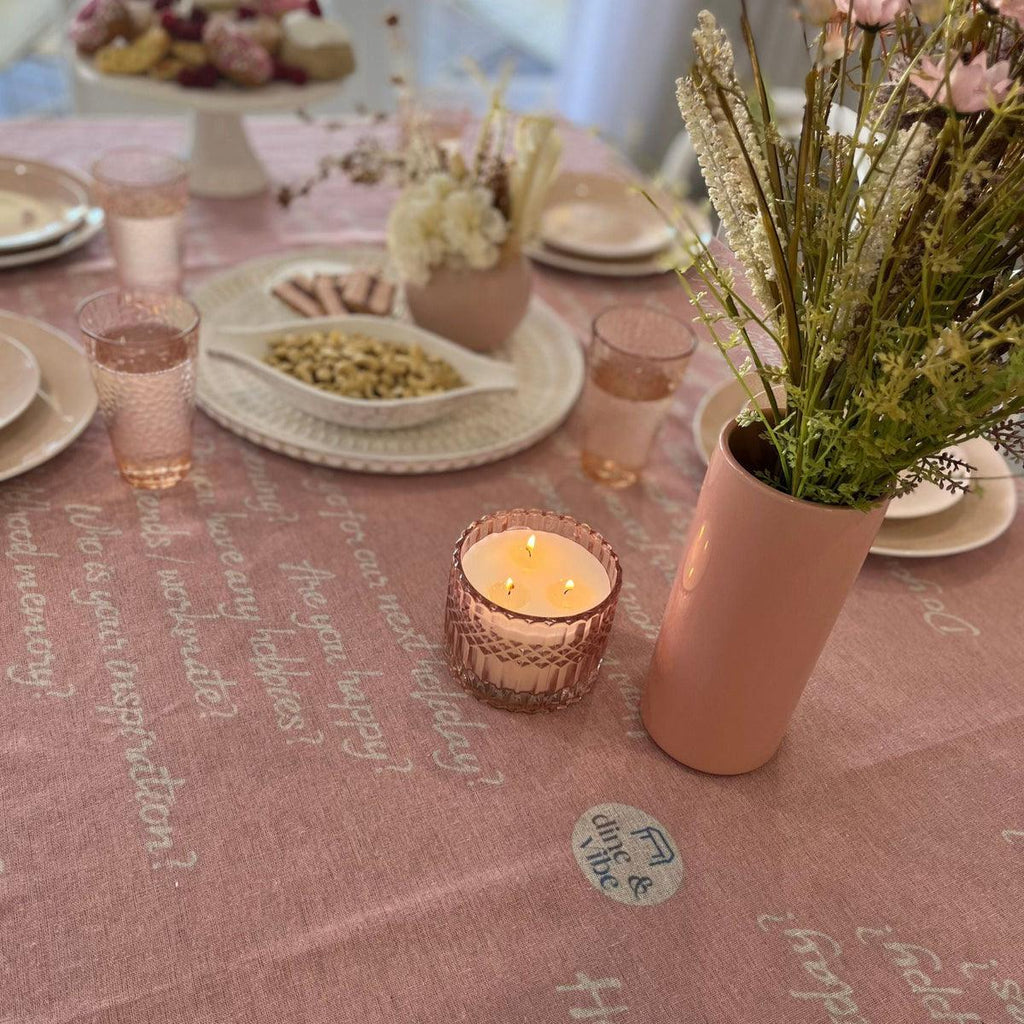 RSTC  Conversation Tablecloth | Pink 150cm x 300cm available at Rose St Trading Co