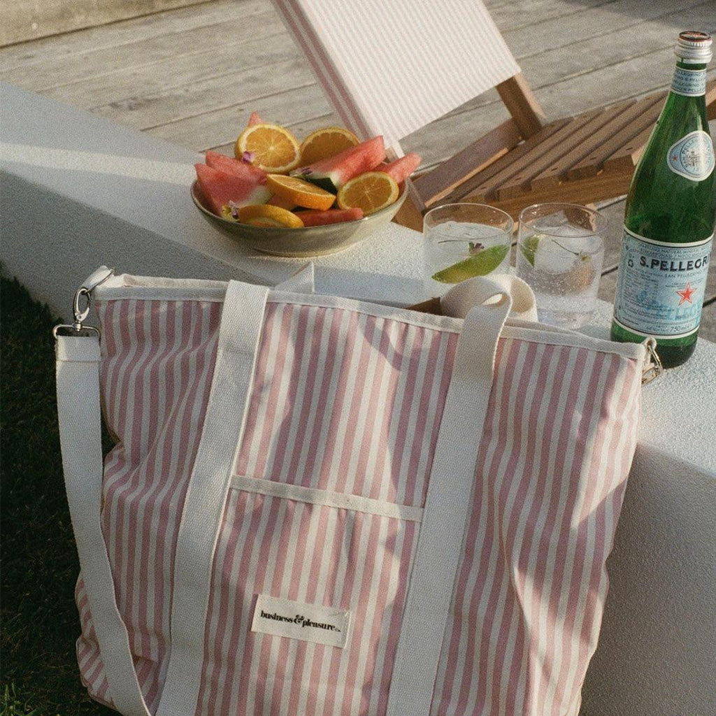 Business & Pleasure Co.  Cooler Tote | Lauren's Pink Stripe available at Rose St Trading Co