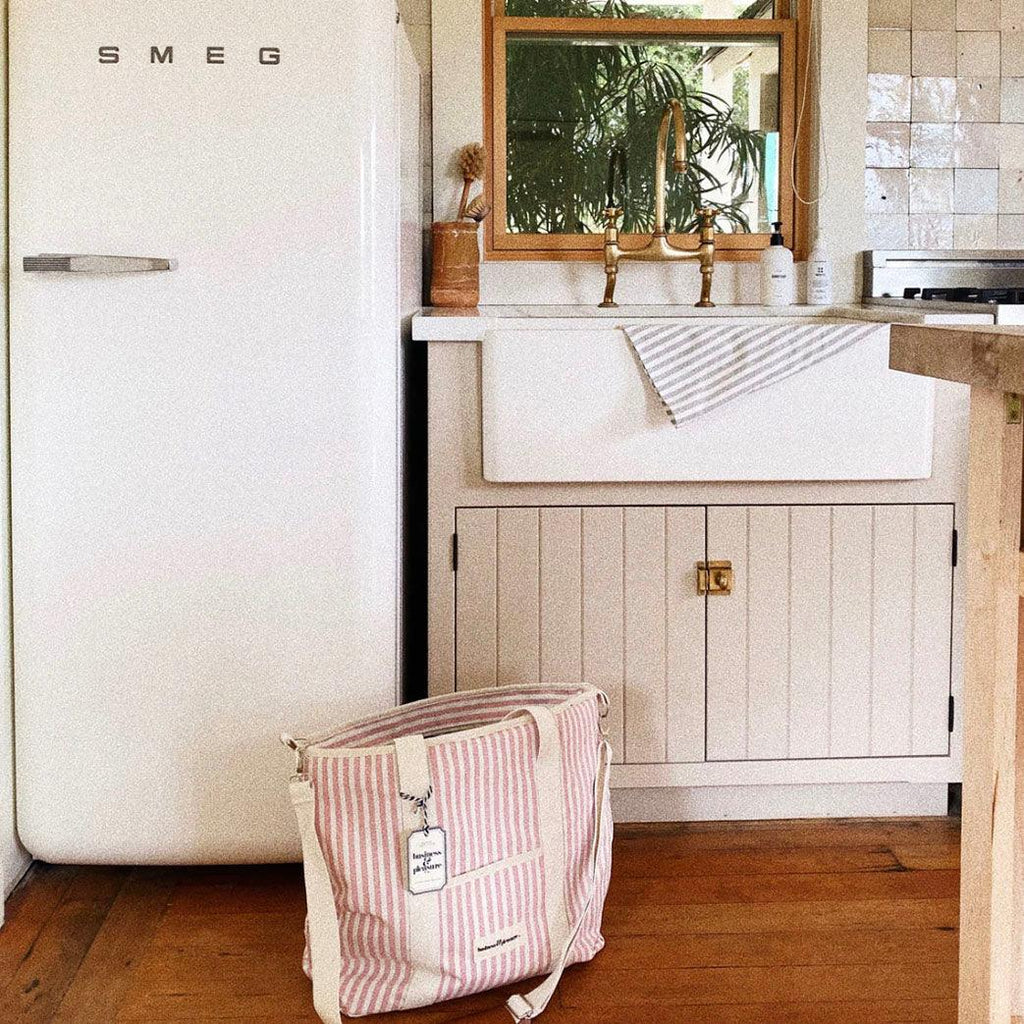 Business & Pleasure Co.  Cooler Tote | Lauren's Pink Stripe available at Rose St Trading Co