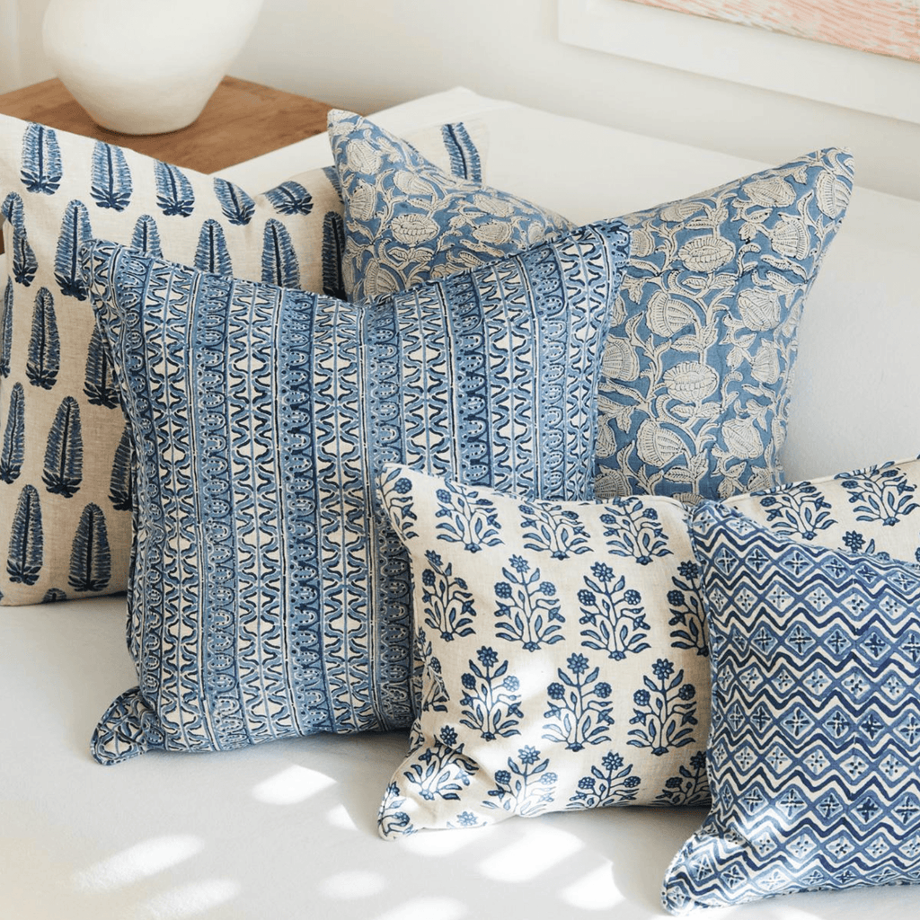 Walter G  Corfu Azure Linen Cushion available at Rose St Trading Co