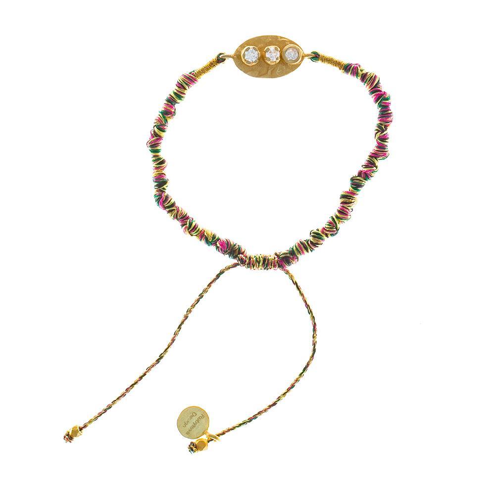 Rubyteva  Cubic Zirconia Pendant on Adjustable Silk String Bracelet available at Rose St Trading Co