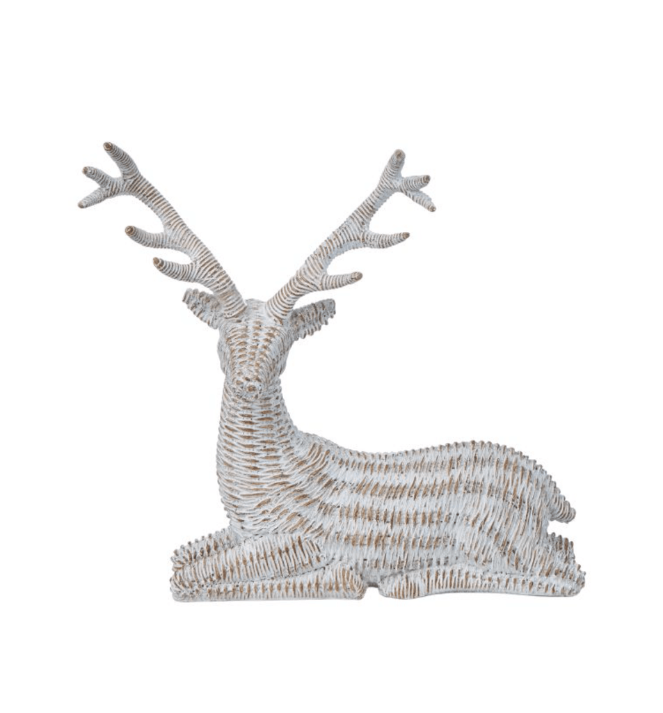 Deer Sitting Faux Rattan - Rose St Trading Co