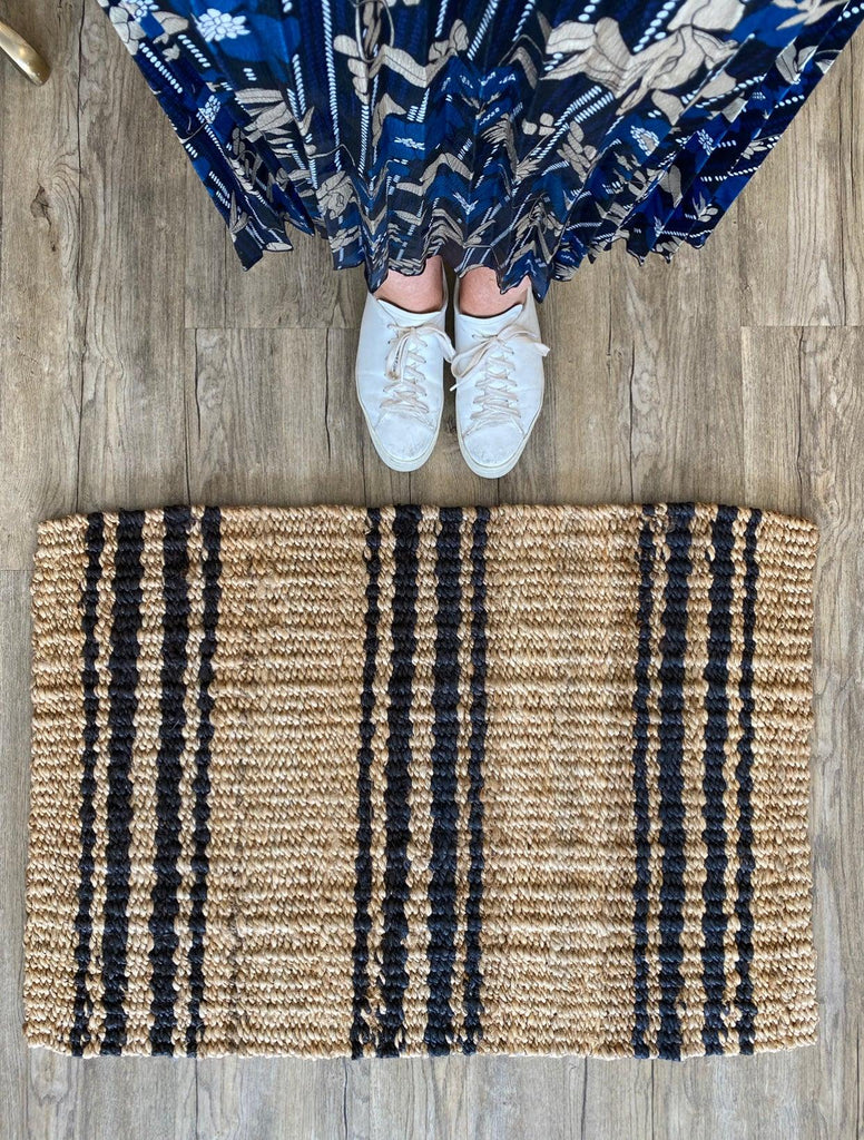 Doormat Designs  Doormat | Natural with Charcoal Stripe available at Rose St Trading Co