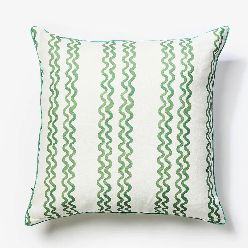Double Waves Green Outdoor Cushion | 60cm - Rose St Trading Co