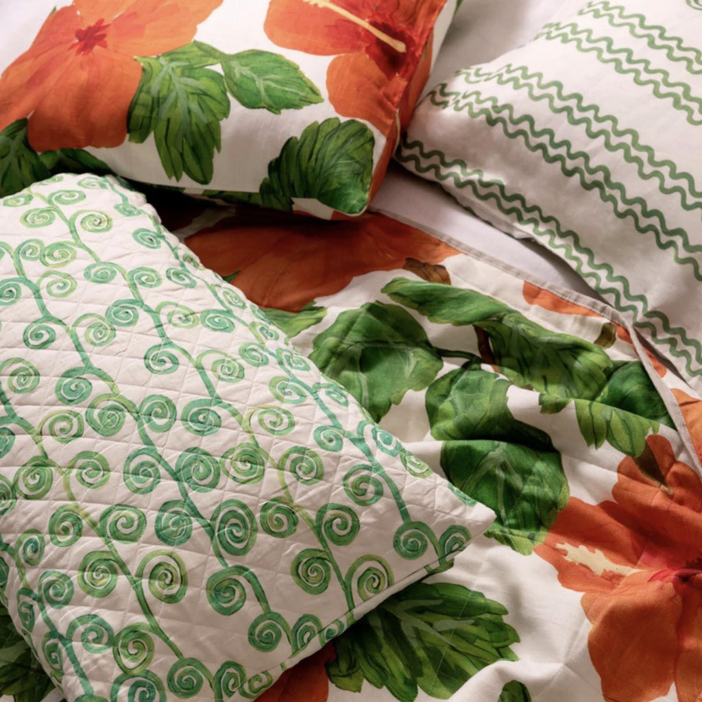 Double Waves Green Standard Pillowcases | Set of 2 - Rose St Trading Co