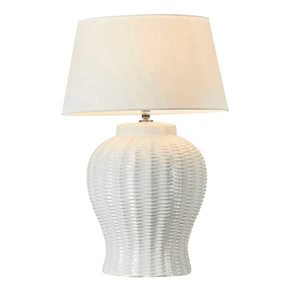Drawbridge Ceramic Table Lamp | White by Florabelle in stock at Rose St Trading Co