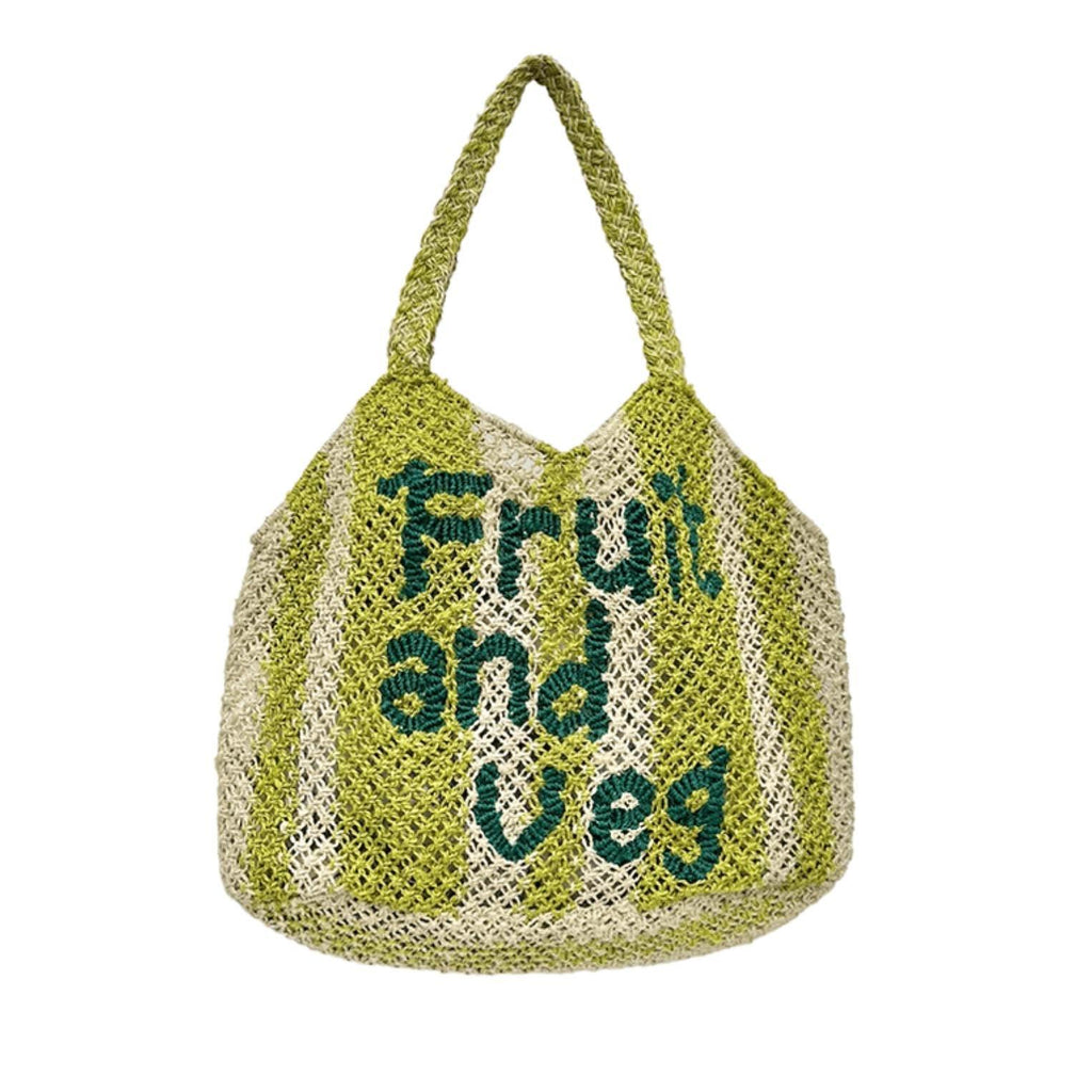 Drew Fruit & Veg Jute Bag | Lime/Natural - Rose St Trading Co
