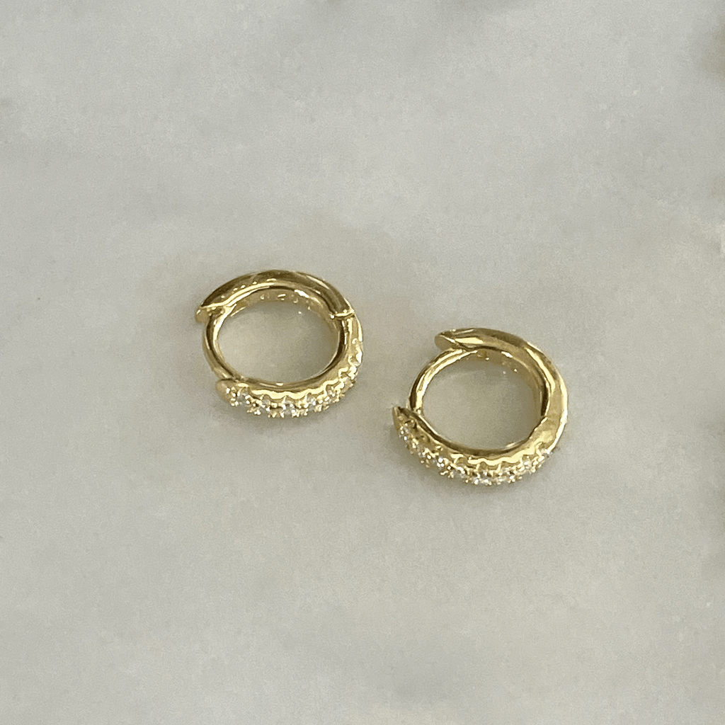 RSTC  Earring Huggy CZ | Gold available at Rose St Trading Co