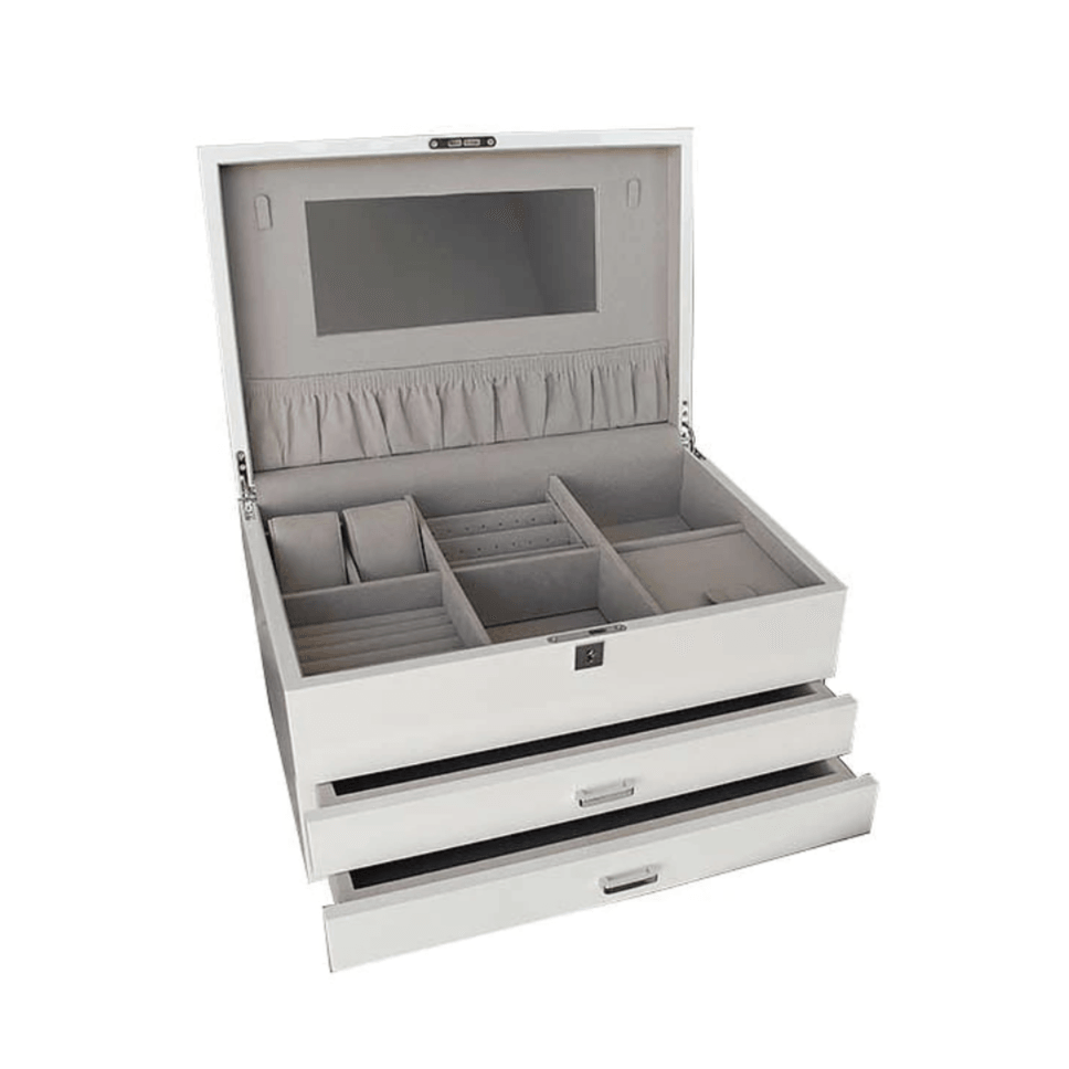 RSTC  Extra Large Lacquered Jewellery Box -White available at Rose St Trading Co
