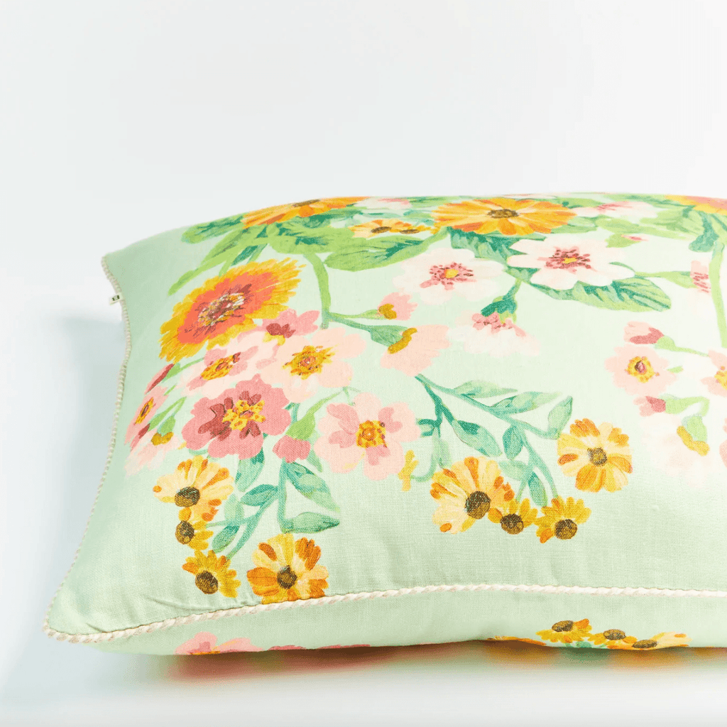 Bonnie and Neil  Flower Bed Mint Cushion | 60cm available at Rose St Trading Co