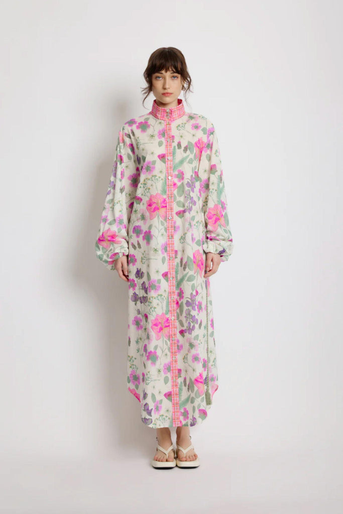 Foliage Shirt Dress | Pressed Flora by Sunset Lover in stock at Rose St Trading Co