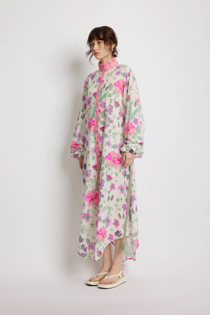 Foliage Shirt Dress | Pressed Flora by Sunset Lover in stock at Rose St Trading Co