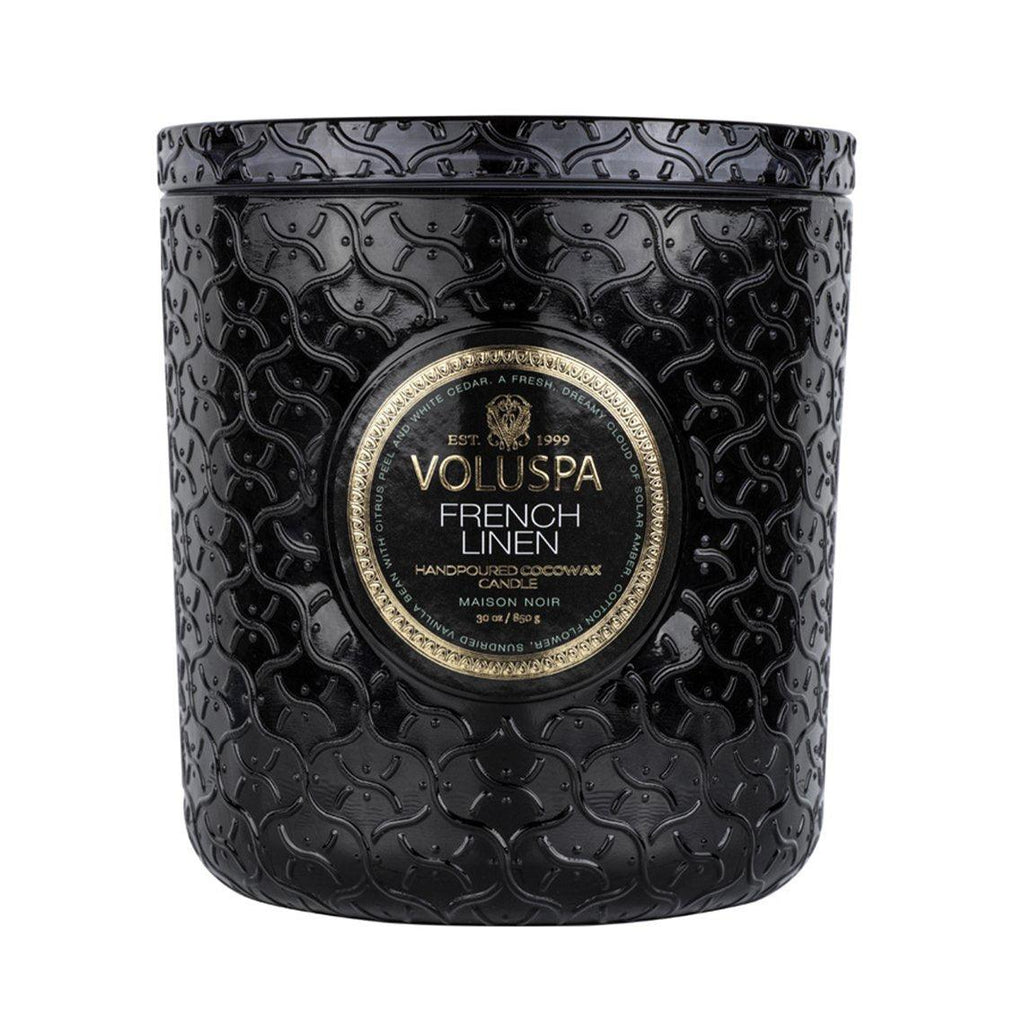 Voluspa  French Linen 3 Wick Luxe Candle available at Rose St Trading Co