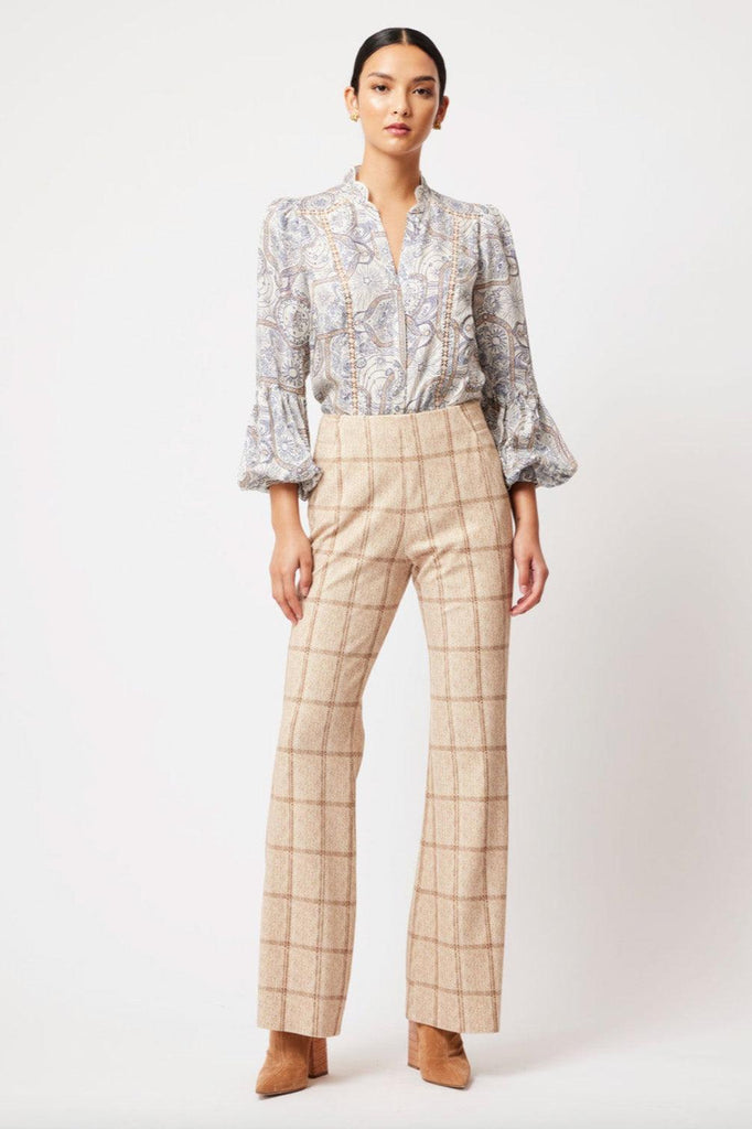 Getty Ponte Pant | Oatmeal Check by Once Was in stock at Rose St Trading Co