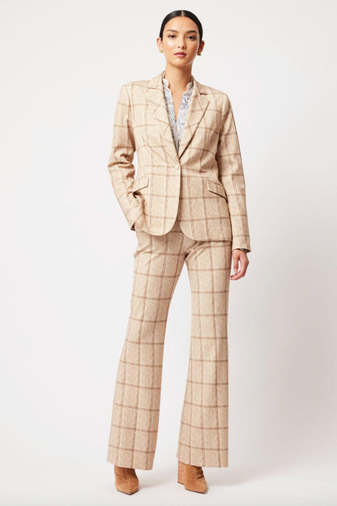 Getty Ponte Pant | Oatmeal Check by Once Was in stock at Rose St Trading Co