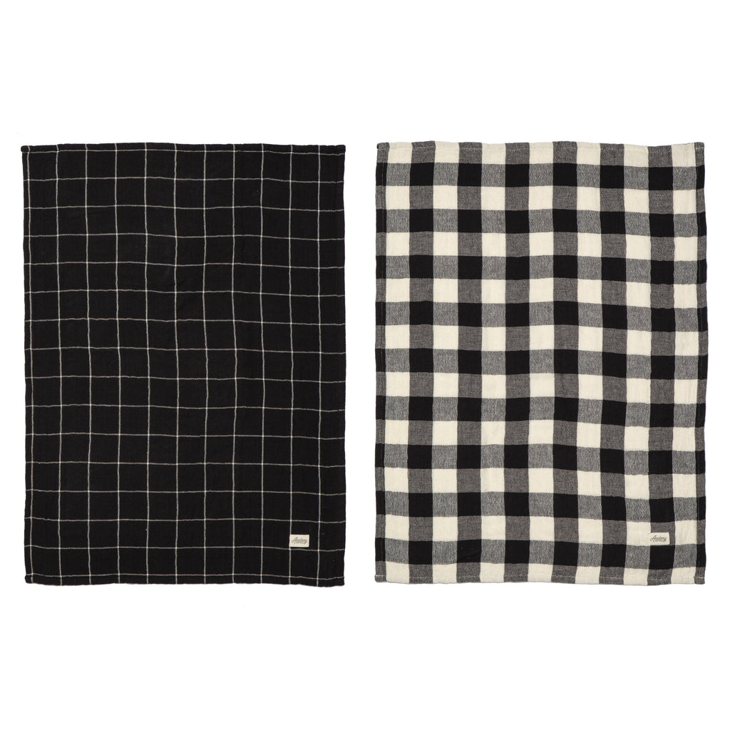 RSTC  Gingham Double Cloth Tea Towel | Black available at Rose St Trading Co