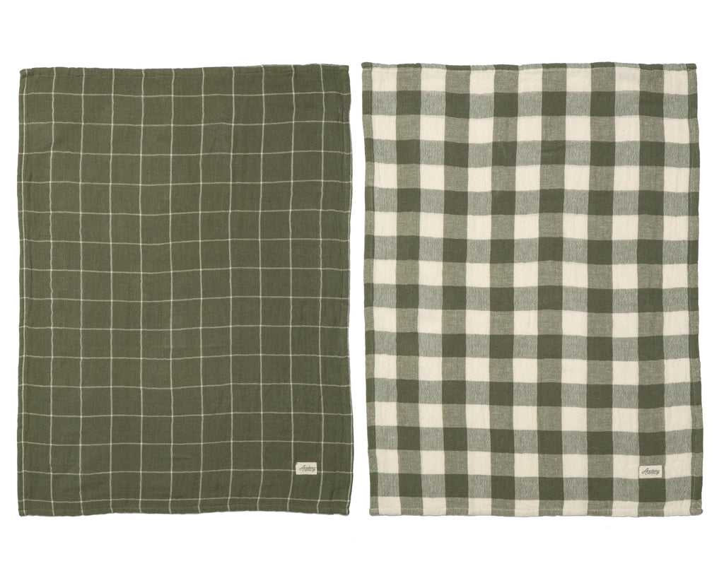 RSTC  Gingham Double Cloth Tea Towel | Green available at Rose St Trading Co