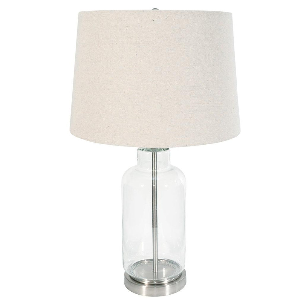 Glass Bottle Table Lamp with Linen Shade - Rose St Trading Co
