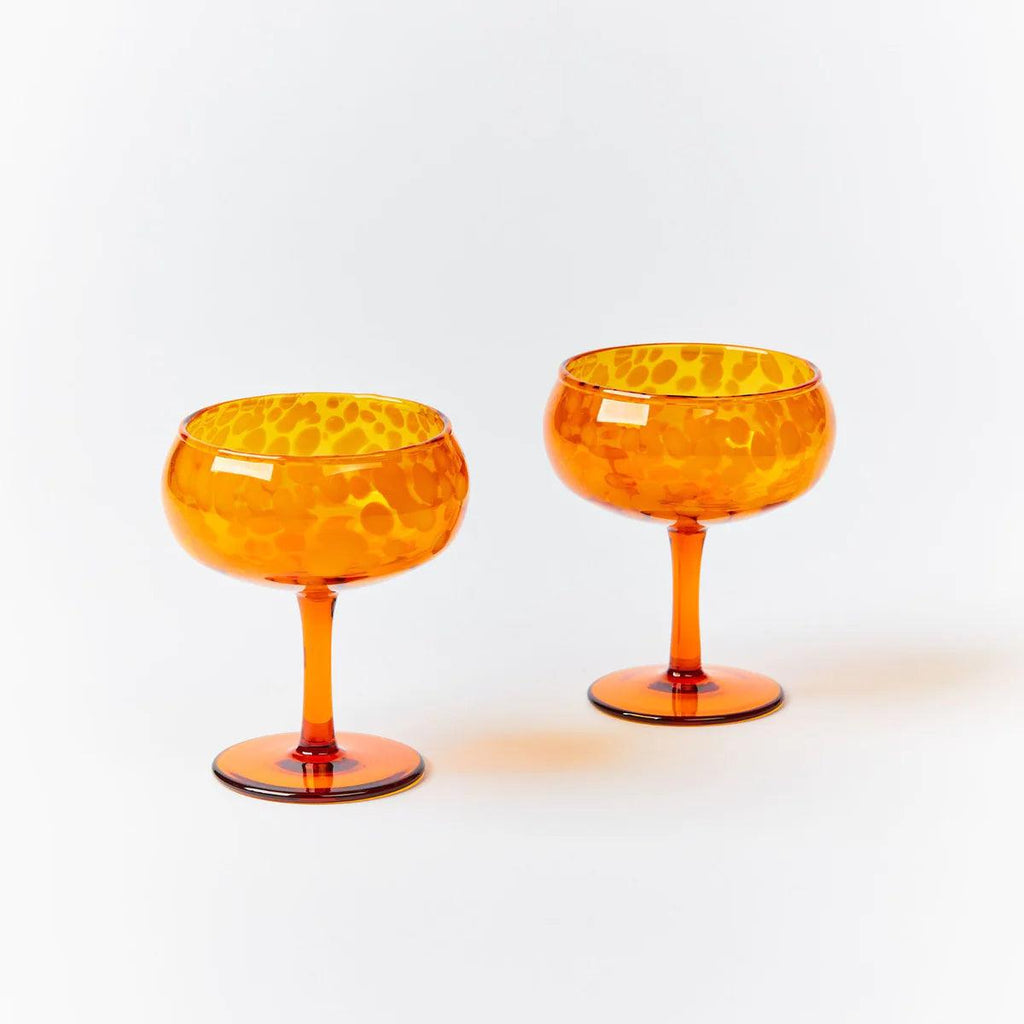 Glass Coupe Dots | Amber Set of 2 - Rose St Trading Co