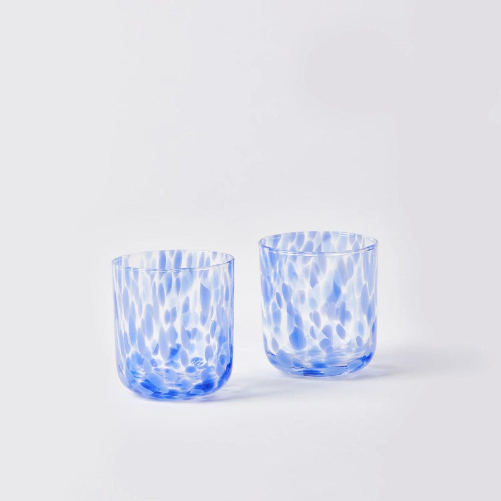 Bonnie and Neil  Glass Tumbler Dots | Blue Set of 2 available at Rose St Trading Co