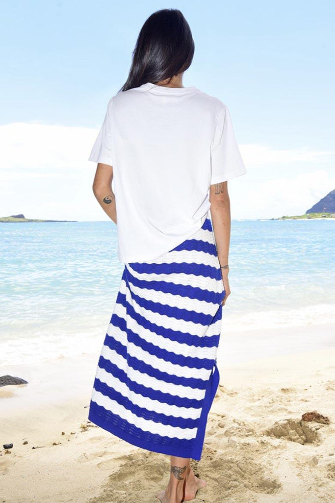 Going Knit Level Skirt | Blue Stripe - Rose St Trading Co