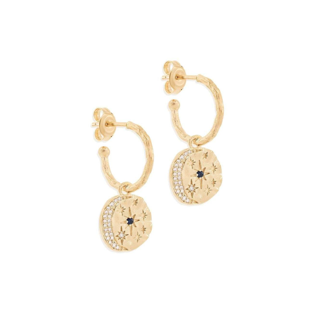 By Charlotte  Gold Heavenly Moonlight Hoops available at Rose St Trading Co
